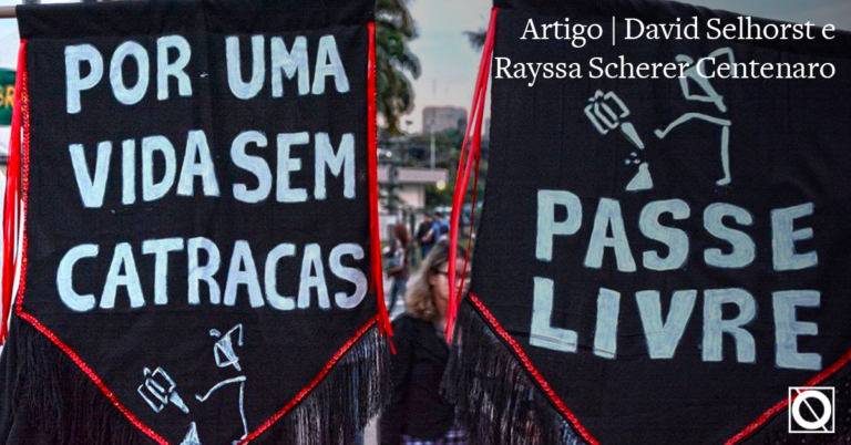 Estandartes em defesa da tarifa zero e do Passe Livre
